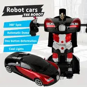Remote Control Car Transforms Into Robot with Flashing Lights & 360° Drifting - Perfect Gift