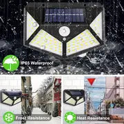 4pcs 100 LED Motion Sensor Lights, IP65 Waterproof Led Solar Lights, For Backyard Garden Fence Patio Front Door Garage Deck Pathway Porch Step, For Halloween Christmas New Year Outdoor Party Lighting