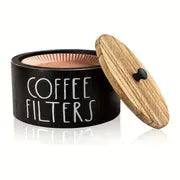 1pc, Coffee Filter Holder Wood Coffee Filter Storage Container Coffee Filter Dispenser With Lid, Rustic Farmhouse Coffee Filter Organizer Basket Accessories For Coffee Bar Counter Decor