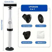 1pc Toilet Plunger, Drain Unblocker, Powerful Manual Pneumatic Dredge Equipment, High Pressure Air Drain Blaster Cleaner High Efficient, Applied To Kitchen, Bathroom, Clogged Pipe