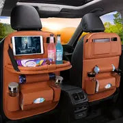 Upgrade Your Car Rides With This All-in-One Back Seat Organizer - Includes Foldable Table Tray, Kick Mats, Tissue Box, Cup Holder, Umbrella Holder, Laptop Table & Car Eating Tray!