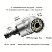 Set Of 4, 105 Degree Angle Screwdriver Socket Holder Adapter Adjustable Drill Bit 360 Degree Rotation Extension Rod Power Tool Accessories