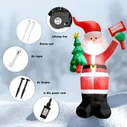 1pc Inflatable Santa Claus Christmas Outdoors Yard Decorations, 75.6 Inch Height Build-in LED Lights, Christmas Holiday Party Outside Home Ornaments For Lawn/Garden/Patio/Indoor