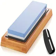 1pc Premium Whetstone, Knife Sharpening Stone, 2 Side Grit 1000/6000 Waterstone, Whetstone Knife Sharpener, Non-Slip Bamboo Base & Angle Guide