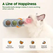 4 pack Concentrated and Silvervine Ball for Wall, Edible and Safe Chew Toys for Teeth Cleaning and Dental Health, Lickable and Healthy Treats for Kittens and Cats (Grey)