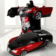 Remote Control Car Transforms Into Robot with Flashing Lights & 360° Drifting - Perfect Gift