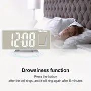 1pc, LED mirror clock,Large 3D Projection Alarm Clock with Mirror, Temperature Display, and Auto Brightness - Perfect for Bedroom and Bedside Use