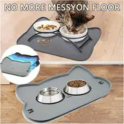 Anti-Slip Cat Head Shaped Pet Food Mat with Raised Edge - Waterproof Silicone Feeding Mat for Easy Clean-Up and Hygiene