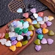 30pcs Random Heart Crystals Stones, Healing Crystal Palm Natural Polished Love Shaped Gemstones, Rose Quartz Amethyst Assorted Set, Bulk Wholesale Reiki Energy Balancing Meditation Gift