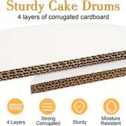 4pcs, Cake Boards Drum 12 Inch Round, 0.5" Thick Cake Drums, Cake Decorating Supplies White Sturdy Cake Corrugated Cardboard For Multi-Layer Cakes