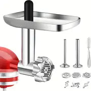 1 Set, Meat Grinder Accessory Set, Metal Food Grinder Attachment For KitchenAid Stand Mixers, Creative, Cost-effective, Easy To Use, Durable, Reusable, Kitchen Supplies, Kitchen Tools (Only Tools)