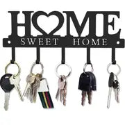 Home Sweet Home Key Holder Hooks Organizer - Wall Mounted Rack For Entryway, Front Door, Kitchen, Hallway, Garage, Mudroom, Office - Metal Decor With Screws And Anchors Included