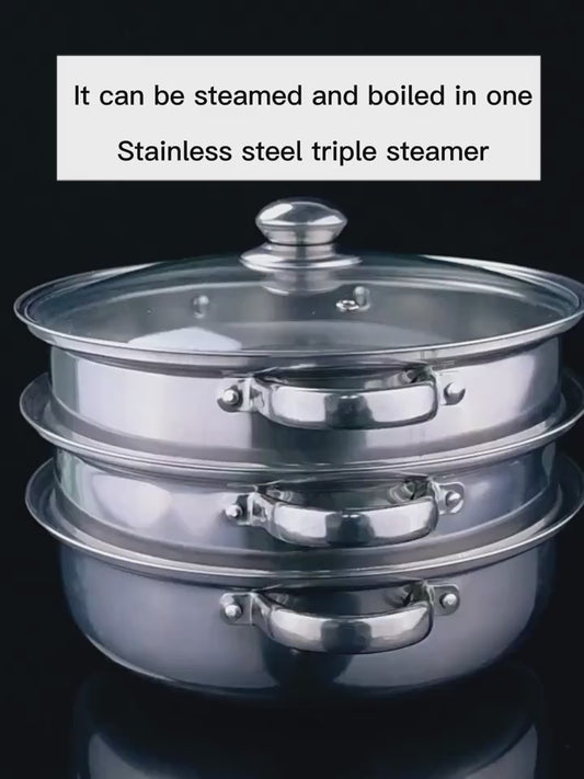 2pcs/3pcs Stainless Steel Steamer, Thickened Material, Durable And Easy To Wash!
