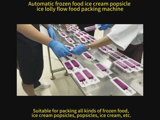 Automatic frozen food ice cream popsicle ice lolly flow food packing machine