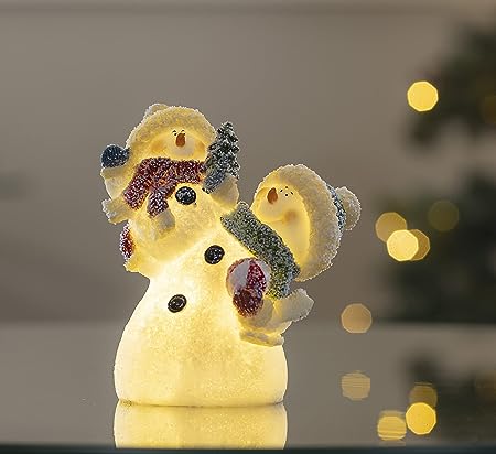 Christmas snowman decoration, Christmas figurines, resin snowman luminous decoration, indoor luminous snowman, LED holiday lighting, snowman indoor holiday fiber optic decoration
