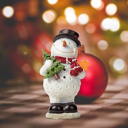 Christmas snowman decoration, Christmas figurines, resin snowman luminous decoration, indoor luminous snowman, LED holiday lighting, snowman indoor holiday fiber optic decoration