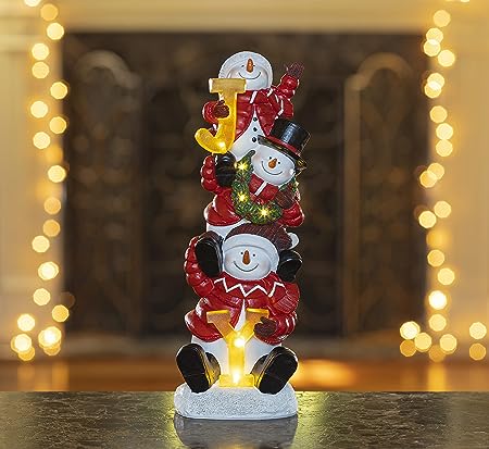 Christmas snowman decoration, Christmas figurines, resin snowman luminous decoration, indoor luminous snowman, LED holiday lighting, snowman indoor holiday fiber optic decoration