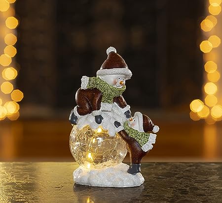 Christmas snowman decoration, Christmas figurines, resin snowman luminous decoration, indoor luminous snowman, LED holiday lighting, snowman indoor holiday fiber optic decoration